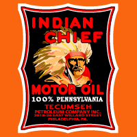 Indian Chief Motor Oil @ 8", 2 for $30.00